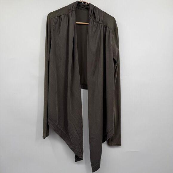 Lululemon Sweaters - Lululemon Green Wrap Long Sleeve Open Front Draped Cardigan Top Size 8